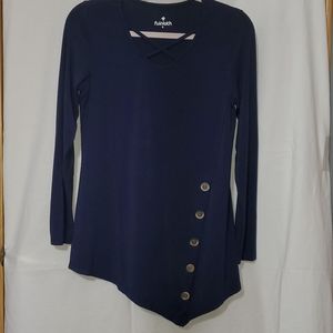 Navy blue v-neck cris cross long sleeve top